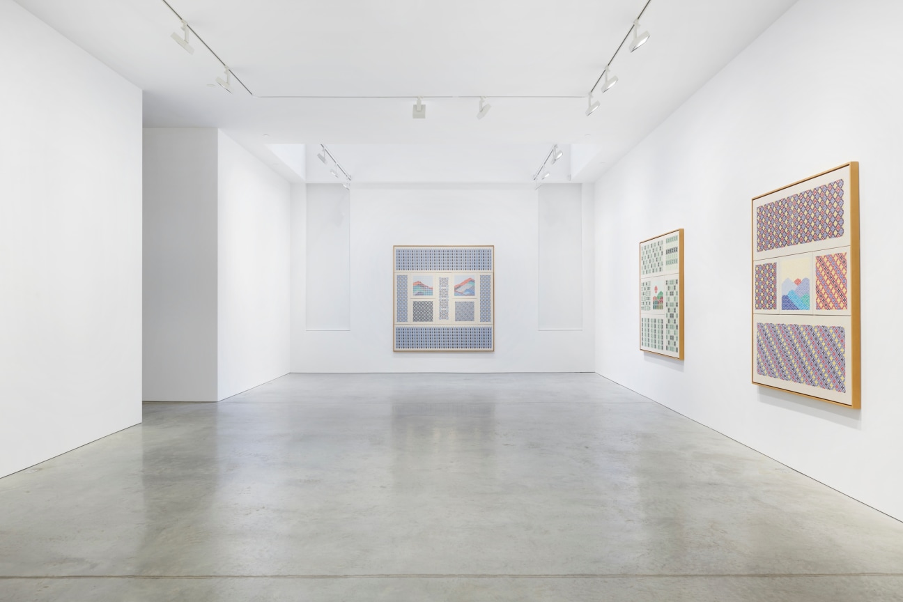 long gallery with embroidered works