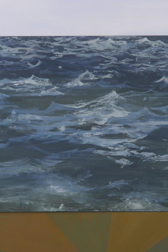 close up of painting of choppy water
