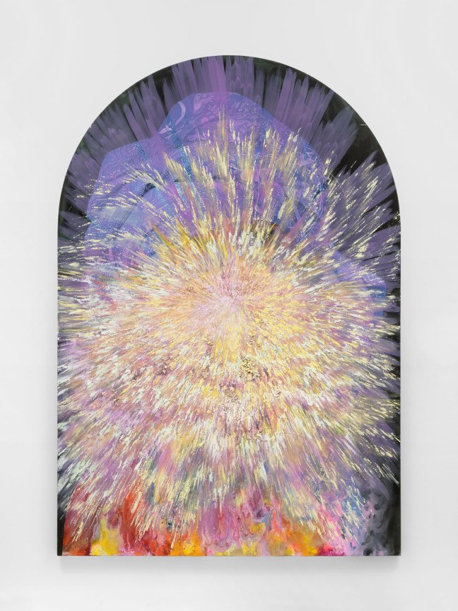 arched abstracted oil and acrylic painting by Firelei Baez