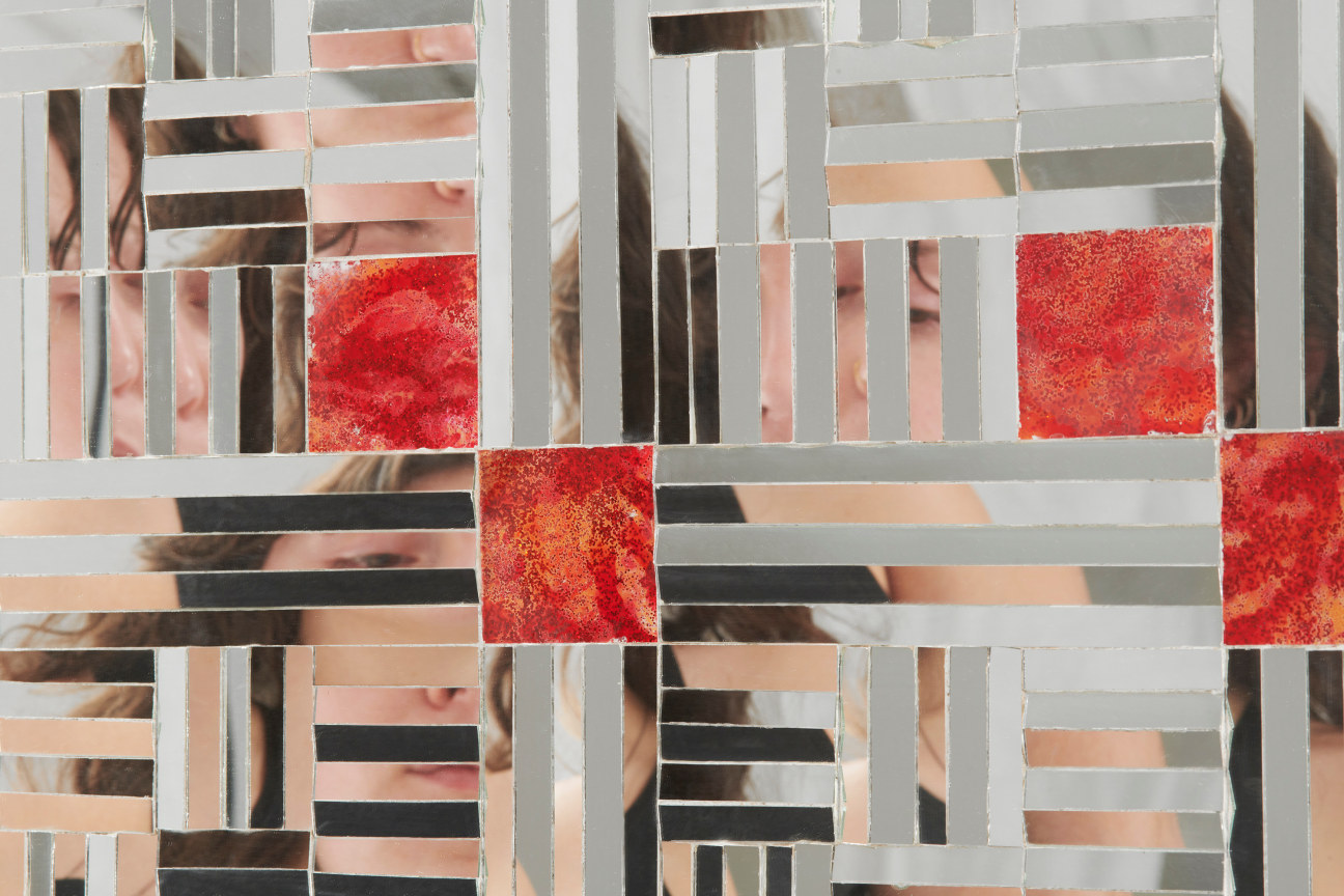 rectangular and square glass tiles creating a pattern