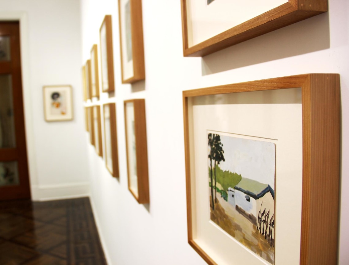 installation view of several artworks