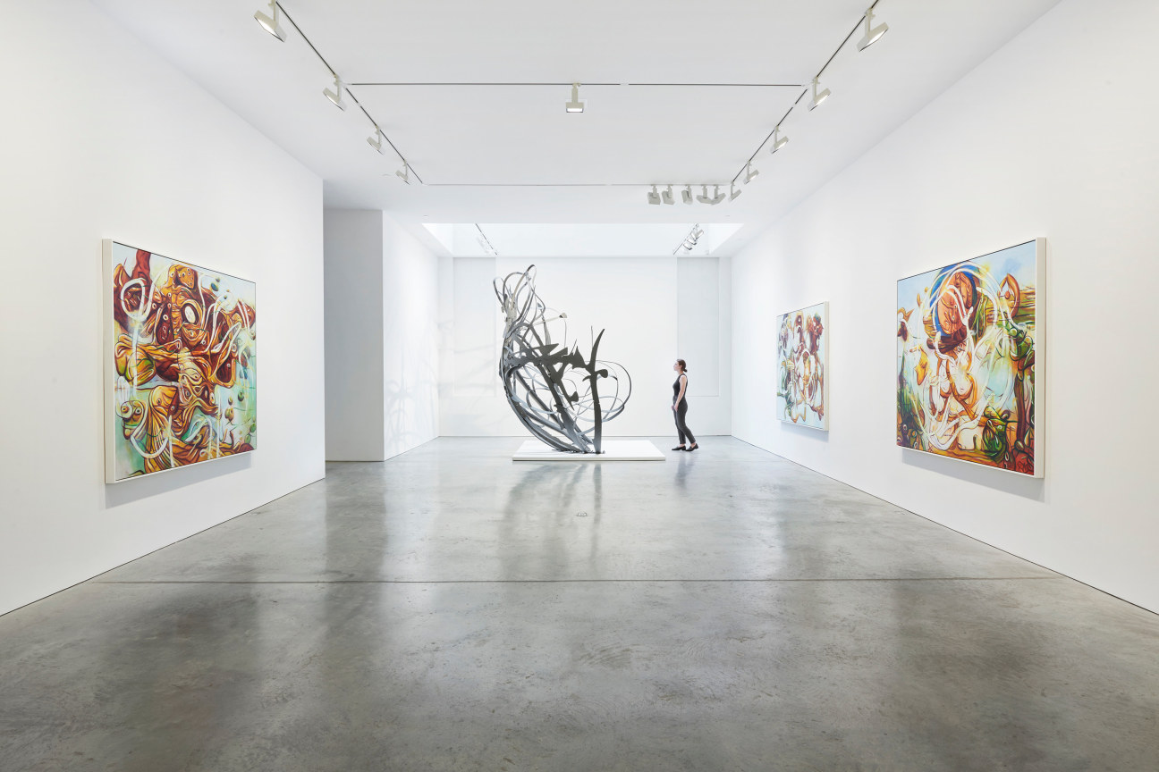 Installation view of Matthew Ritchie: A Garden in the Machine at James Cohan 48 Walker Street