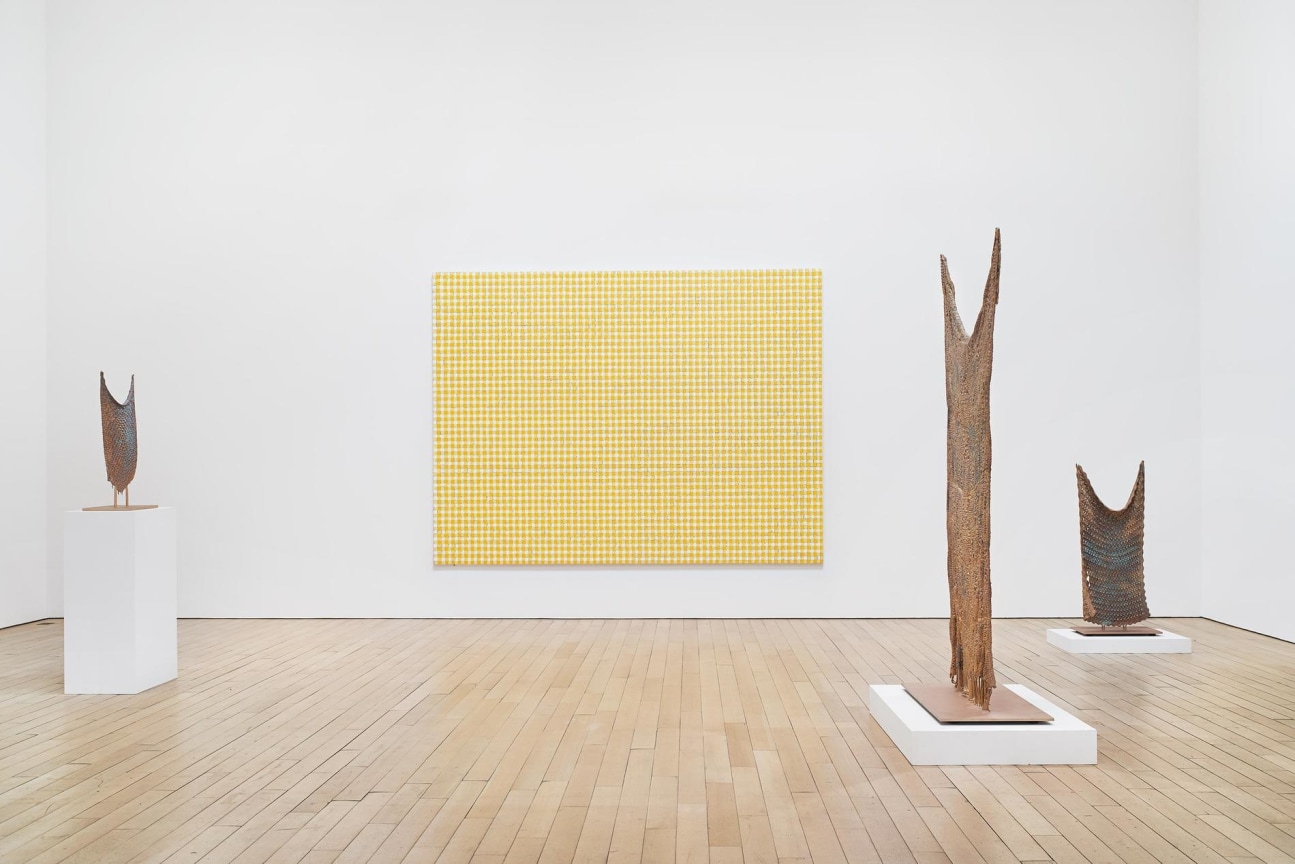 installation view of four artworks