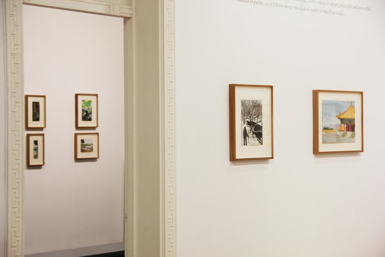 installation view of several artworks