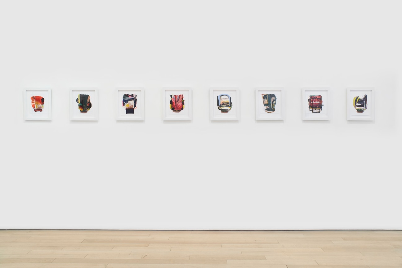 installation view of several paintings