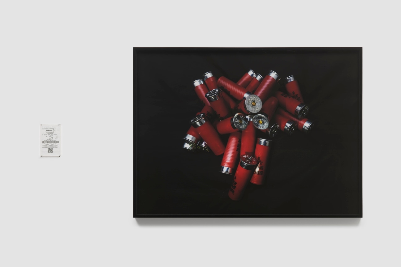 A pile of red bullet casings