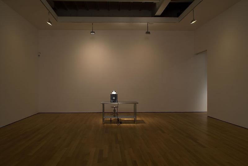 table with a small machine