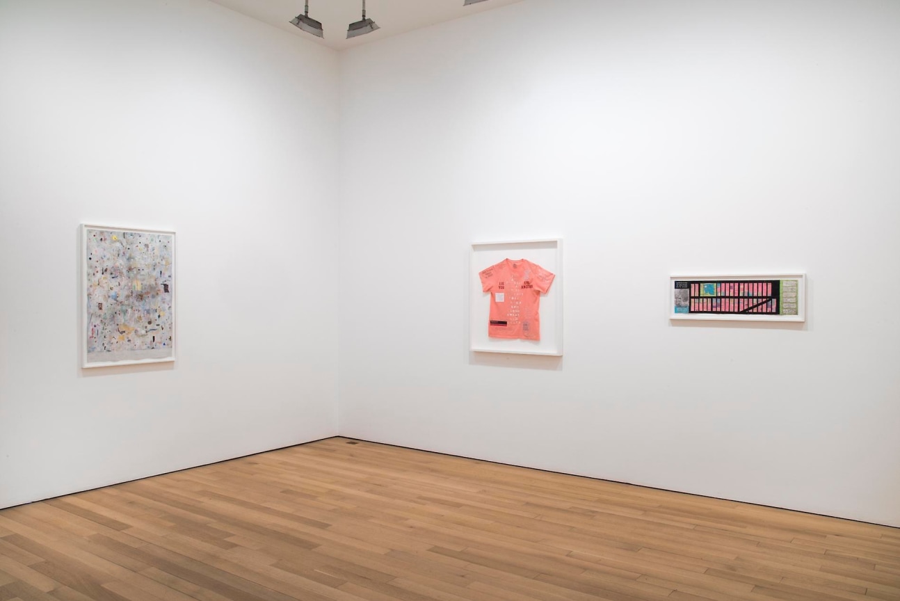 installation view of three artworks