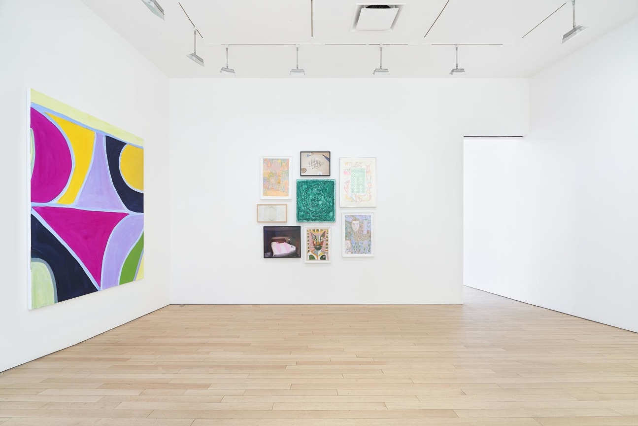 installation view of several artworks