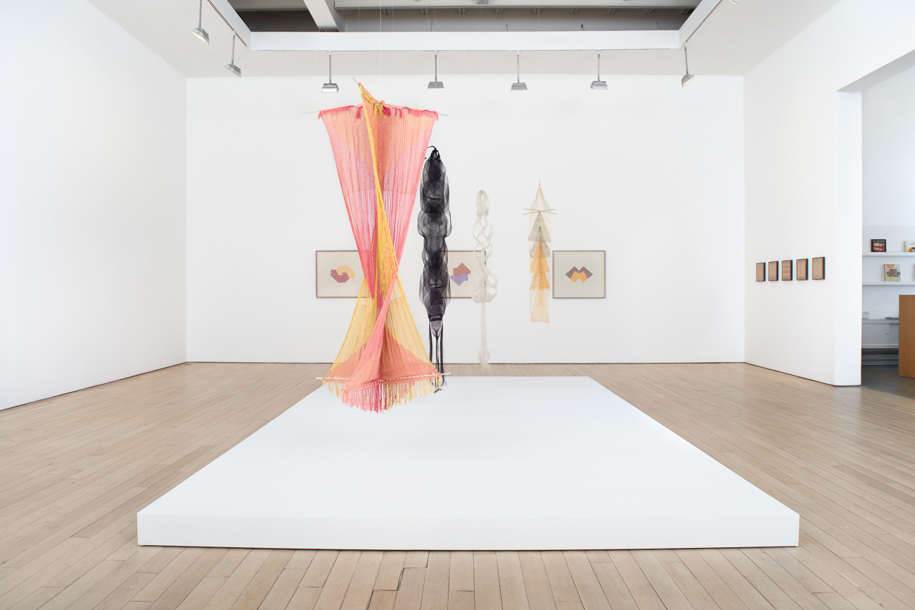 installation view of several artworks