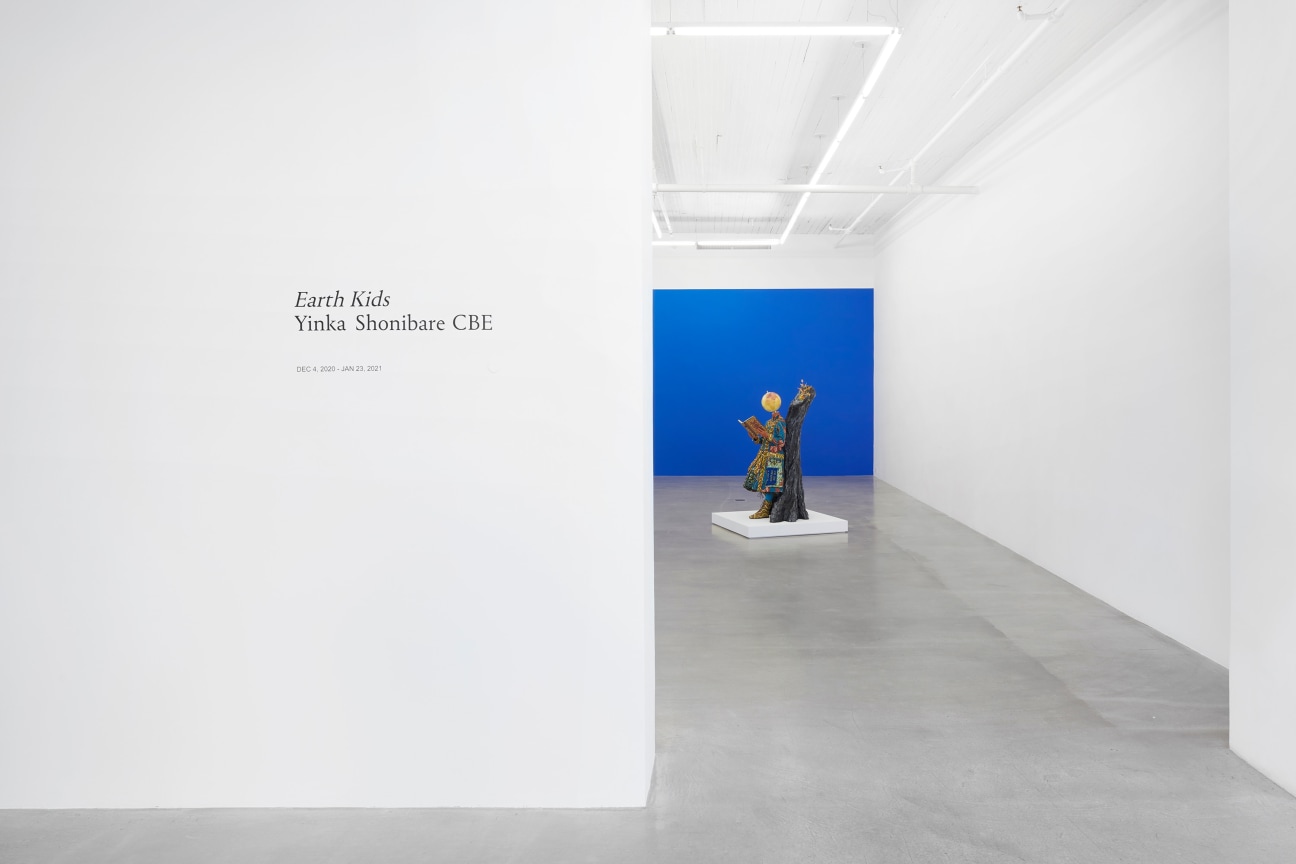 entrance to Yinka Shonibare's exhibition Earth Kids, with a view of an artwork