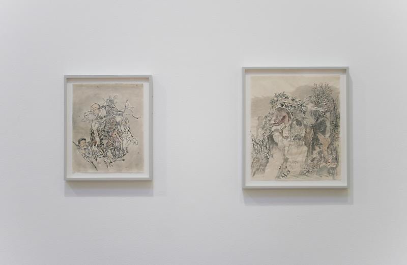 installation view of two artworks