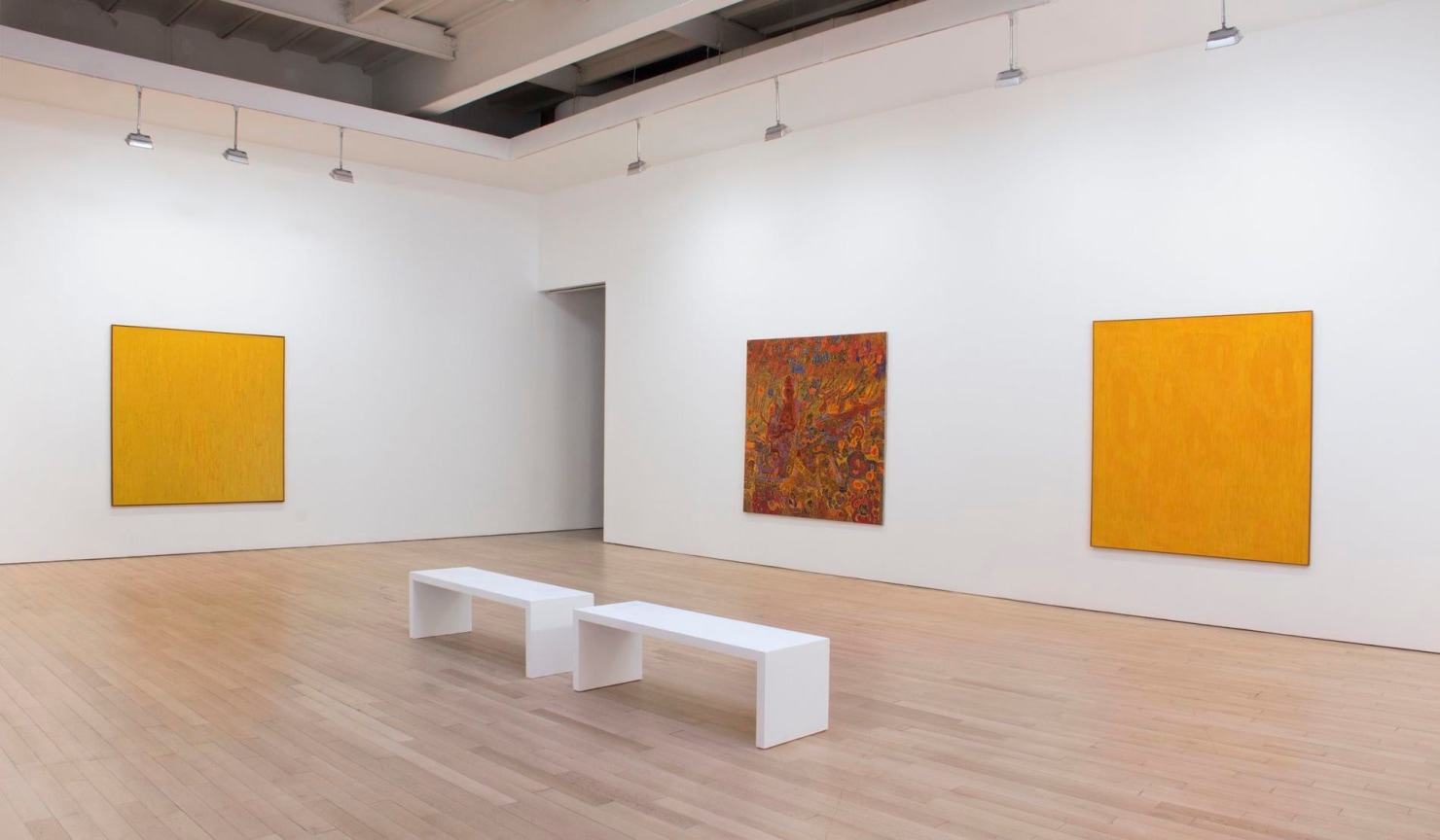 installation view of three artworks