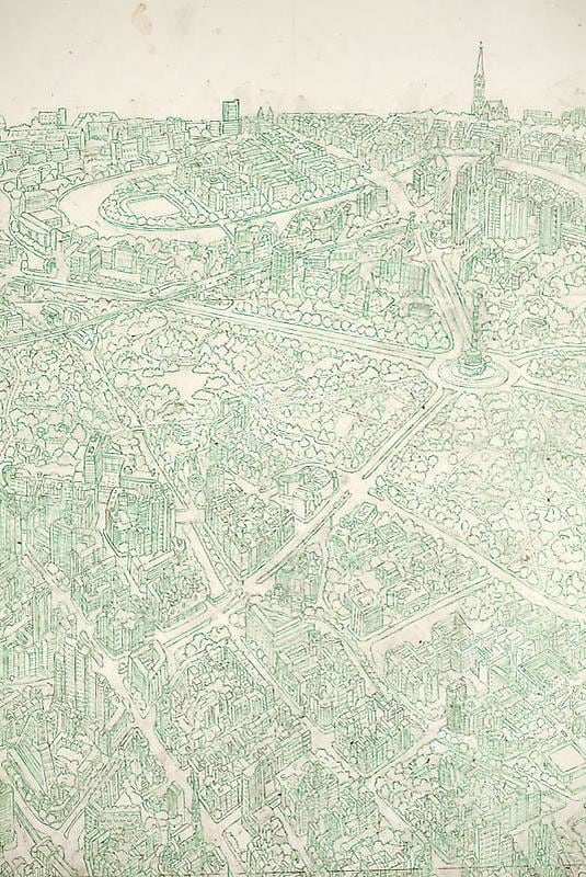Detail of SIMON EVANS's Green City, 2009