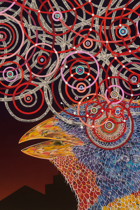 bird with circles emerging from its eye