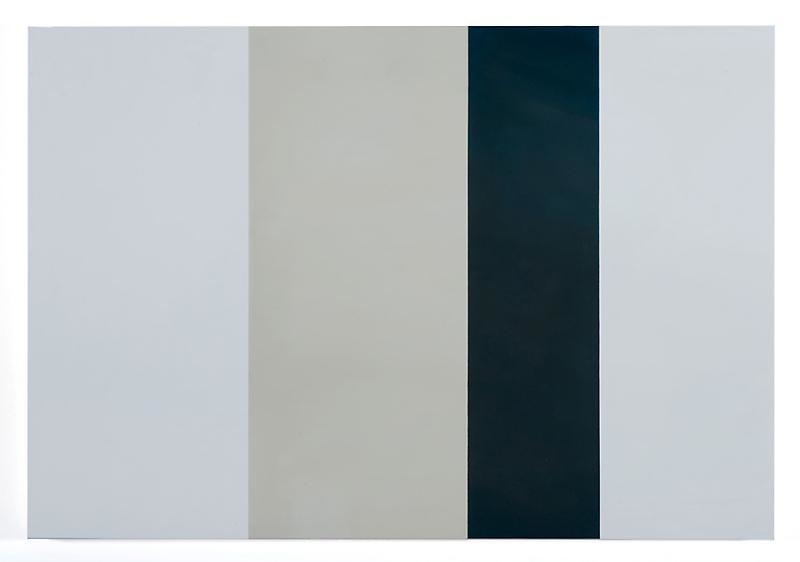 Abstract painting with four rectangles of different blues