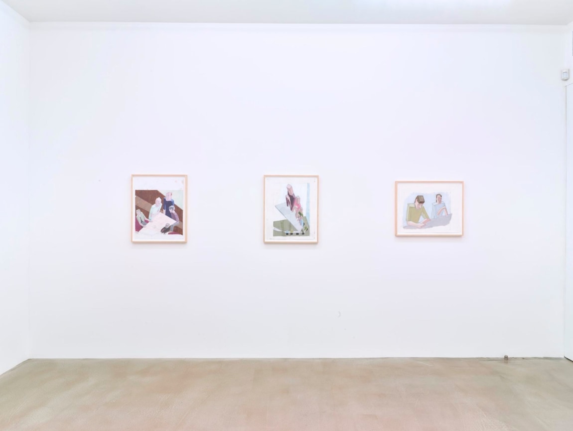 installation view of three artworks