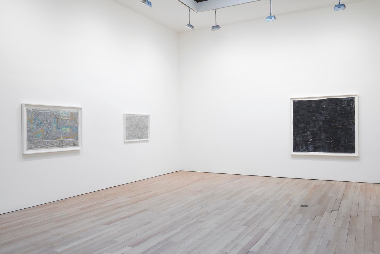 installation view of three artworks