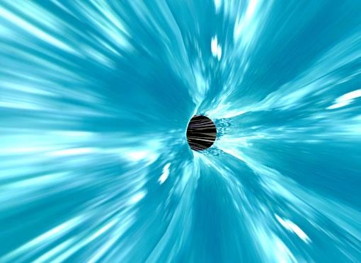 still of video installation of the viewer traveling through a hole