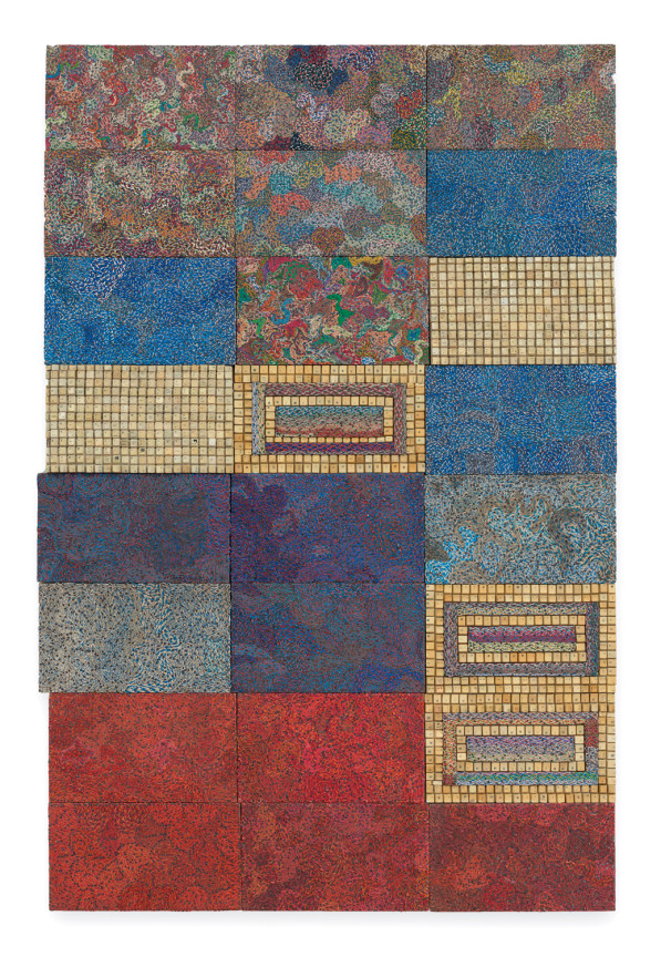 Reclaimed electrical wires and components on panel