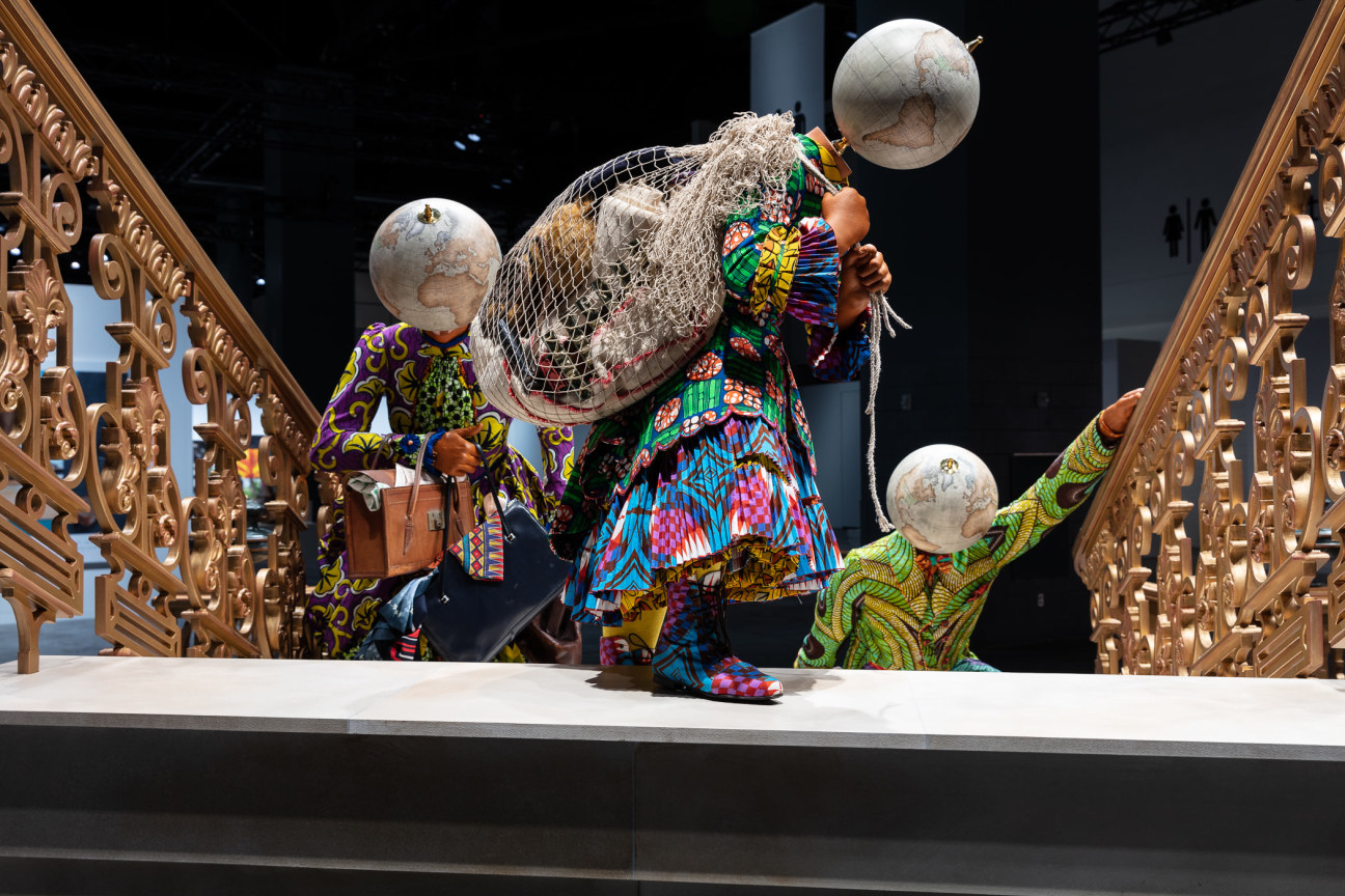 Installation view, Yinka Shonibare CBE, Moving Up, at&nbsp;Art Basel Miami Beach, Meridians, Miami, FL, November 30-December 5, 2021