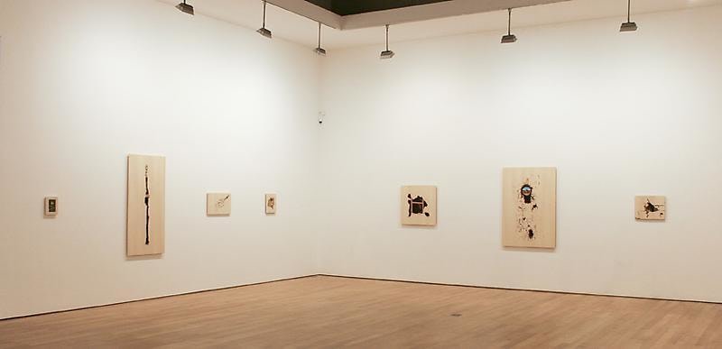 installation view of several artworks