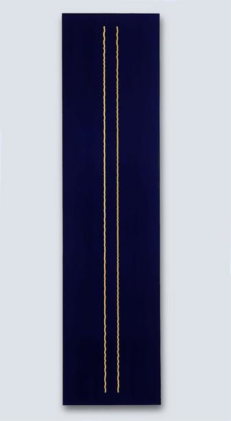 two lines on a wooden panel