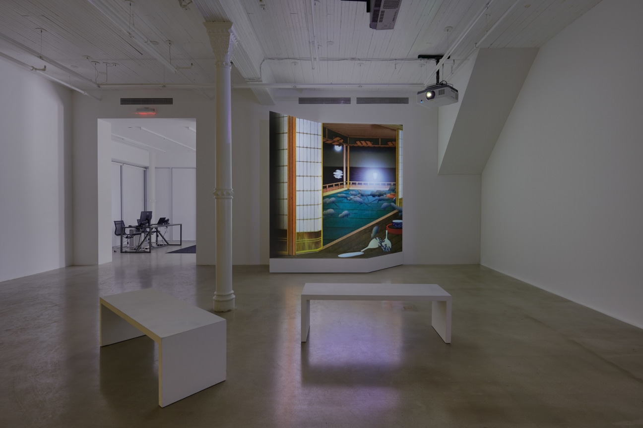 installation image of Tabaimo's the obscuring moon, 2016