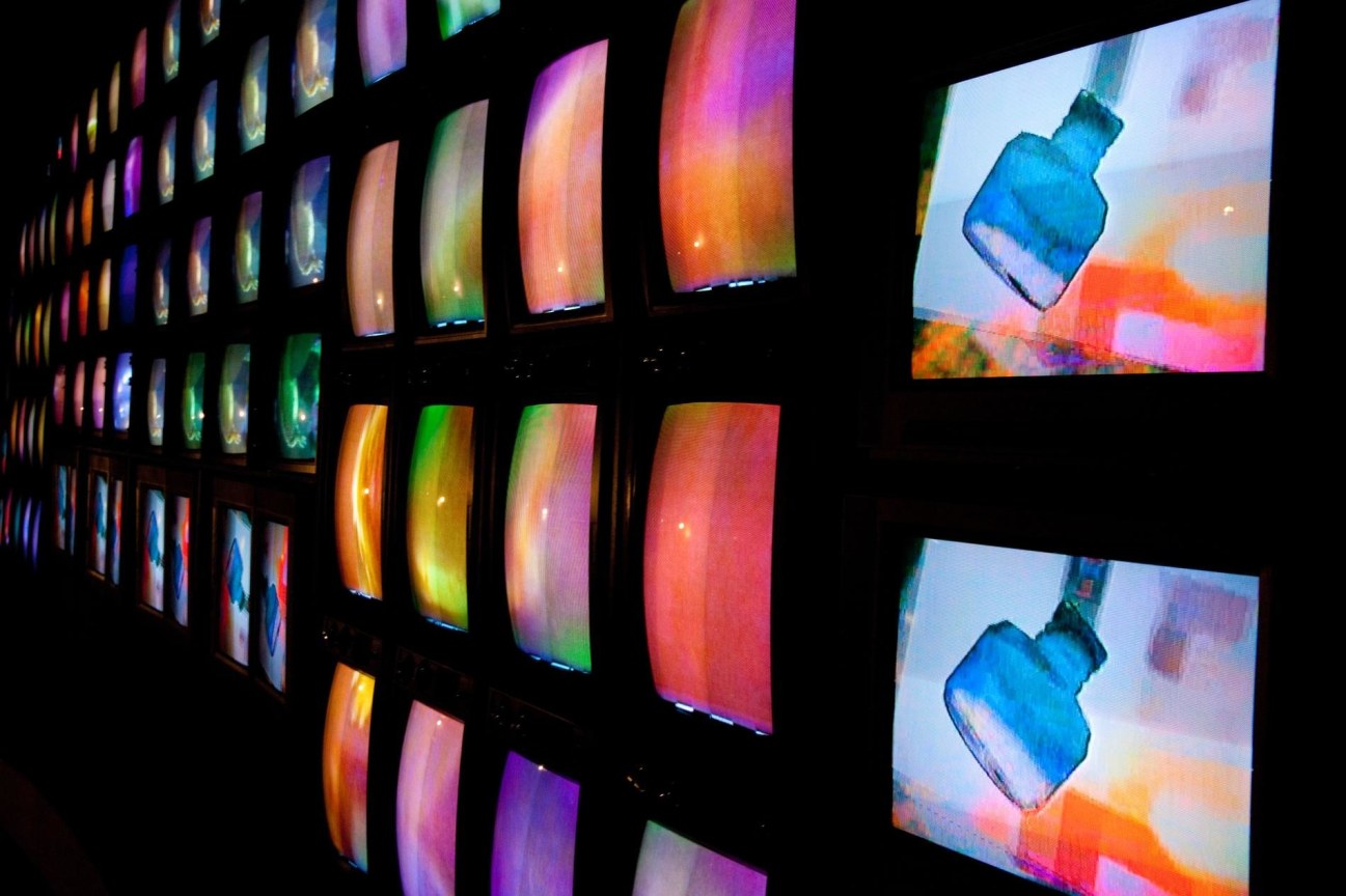 Detail of NAM JUNE PAIK's M200/Video Wall, 1991