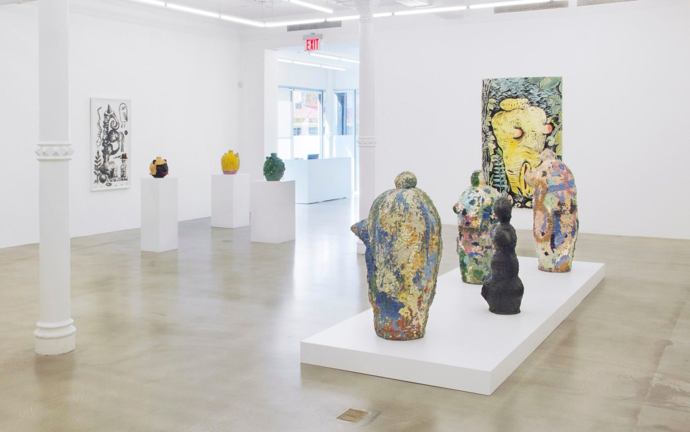 installation view of several artworks