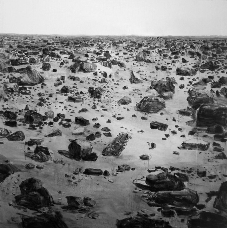 drawing of a rocky landscape
