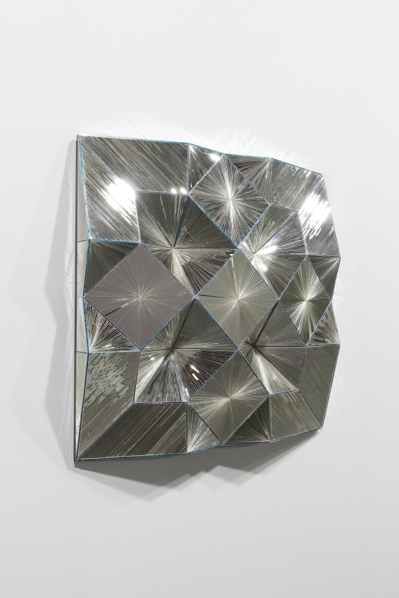 Installation view, Monir Shahroudy Farmanfarmaian,&nbsp;Third Family, 2011,&nbsp;Series of 8 sculptures,&nbsp;Reverse painted glass, mirrored glass, and plaster,&nbsp;Dimensions variable, Art Basel Unlimited, Switzerland