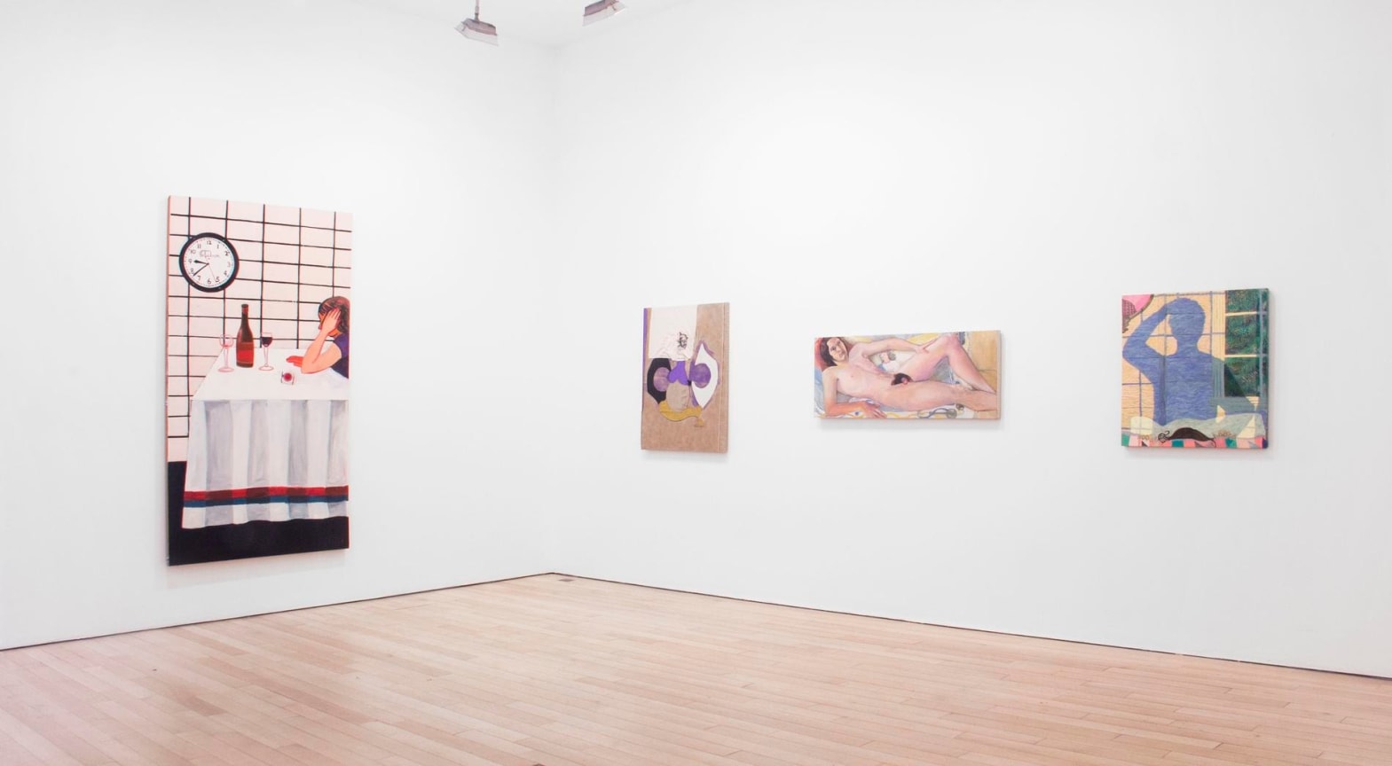 installation view of several artworks