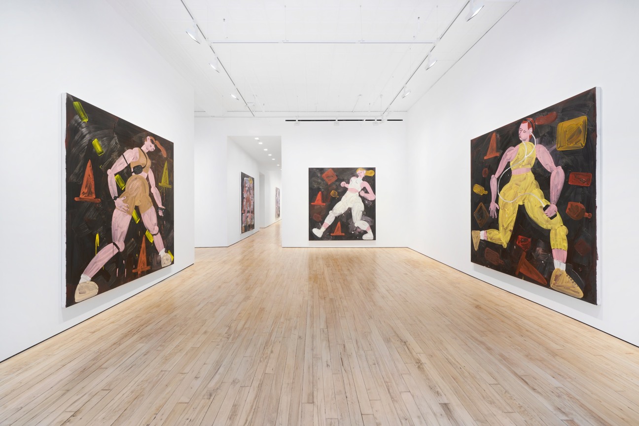 view of three paintings