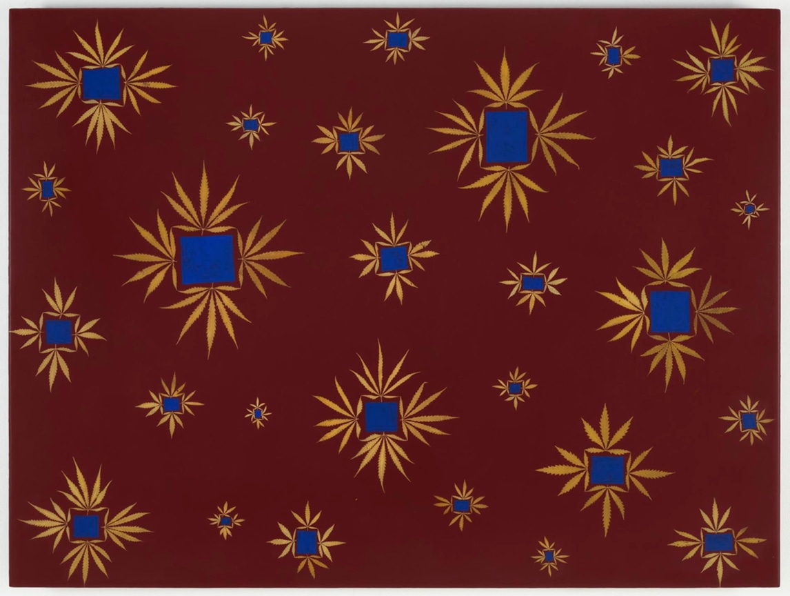 , FRED TOMASELLI&nbsp;Wow and Flutter,&nbsp;1992 Acrylic, leaves, and resin on panel&nbsp;36 x 48 in. (91.44 x 121.92 cm)