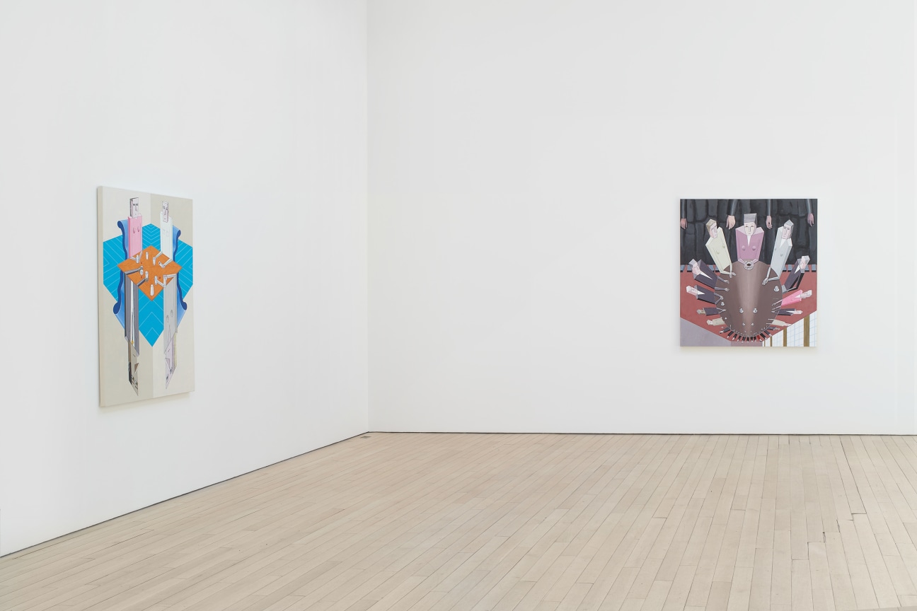 Installation view of two artworks
