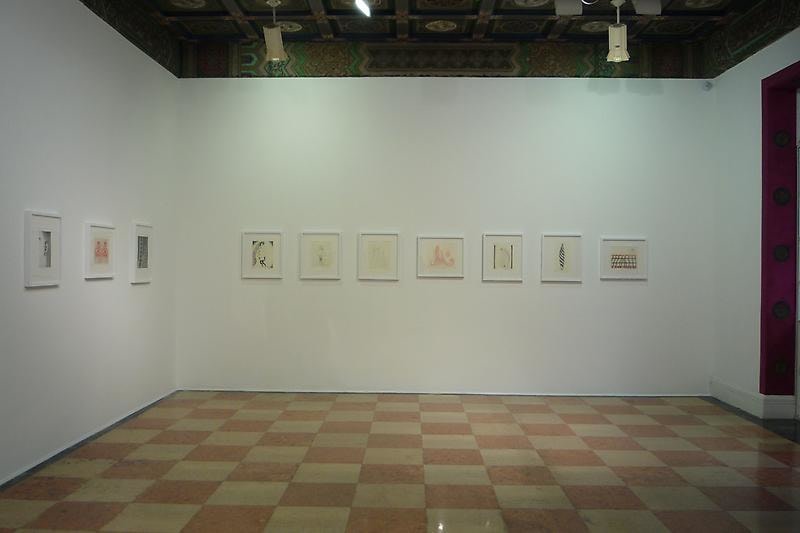 installation view of several artworks