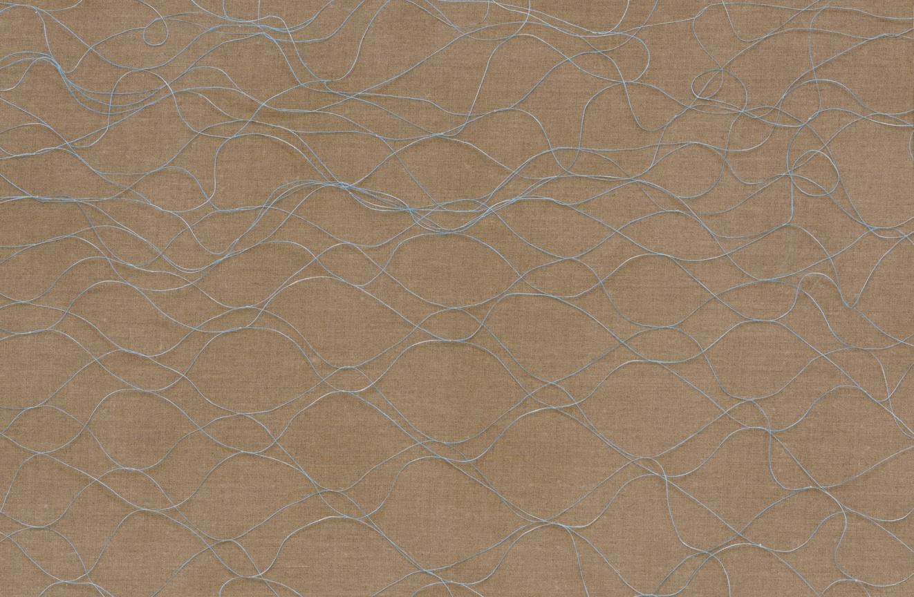 Detail of HELENE APPEL's Blue Net, 2018