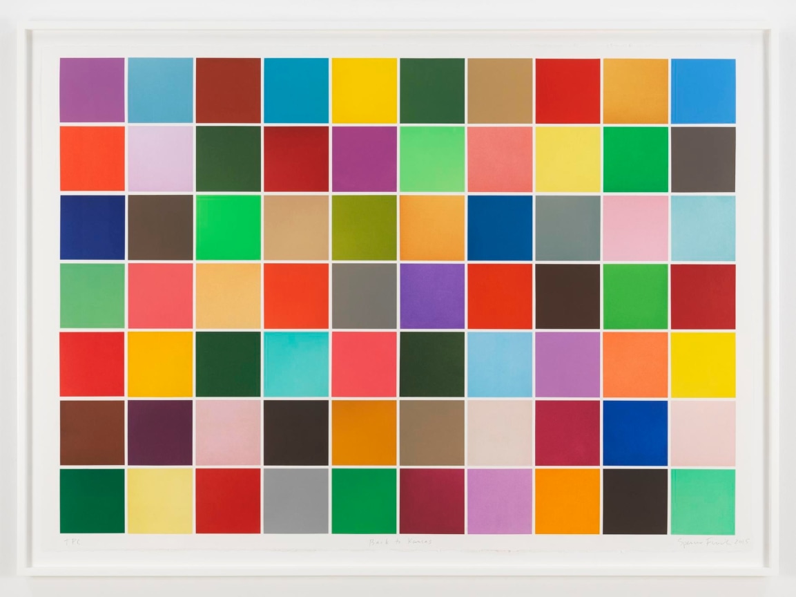 , SPENCER FINCH&nbsp;Back to Kansas,&nbsp;2015&nbsp;Color aquatint and chine coll&eacute; on paper&nbsp;43 x 60 in.