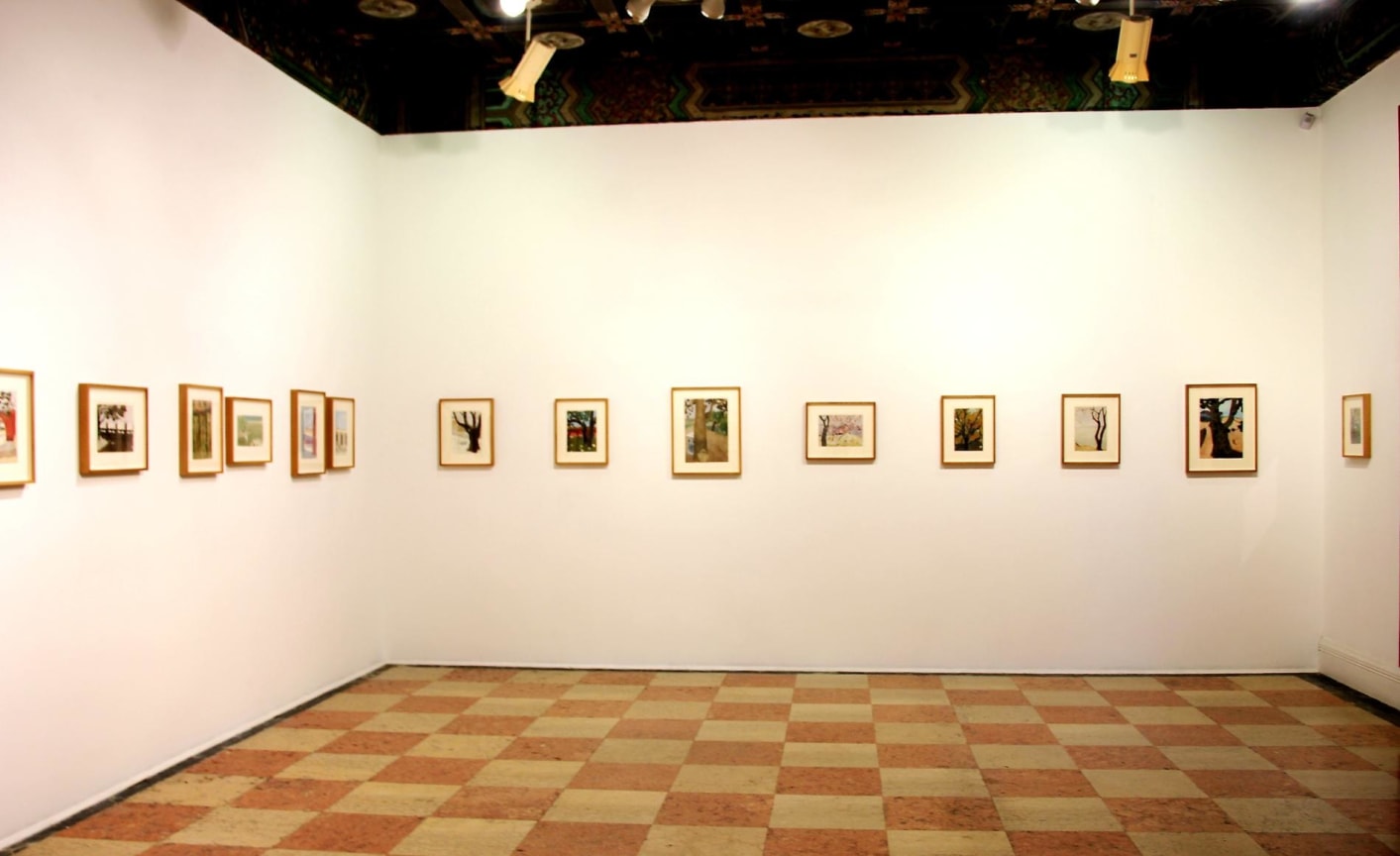 installation view of several artworks
