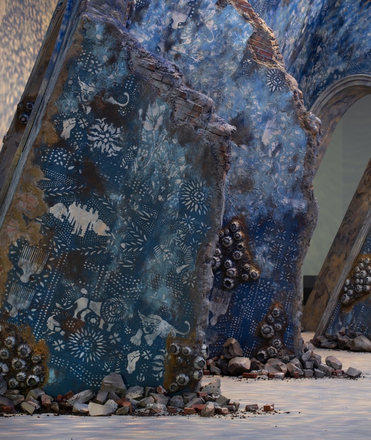 Firelei B&aacute;ez,&nbsp;To breathe full and free: a declaration, a re-visioning, a correction (19&deg;36&prime;16.9&Prime;N 72&deg;13&prime;07.0&Prime;W, 42&deg; 21&prime;48.762&Prime; N 71&deg;1&prime;59.628&Prime; W), 2021.&nbsp;Installation view, ICA Watershed, Boston, MA, 2021. Photo by Chuck Choi.