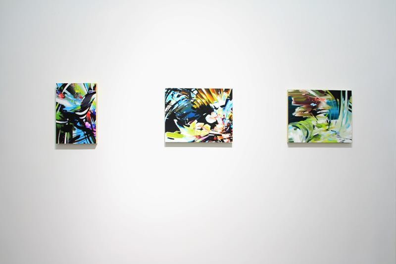 installation view of several artworks