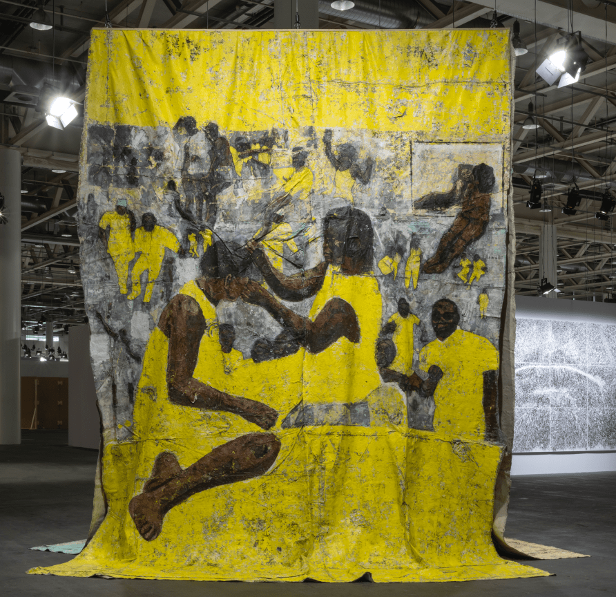 Installation view, Kaloki Nyamai, Dining in Chaos, 2023, Unlimited, Art Basel, Switzerland, June 15-18, 2023