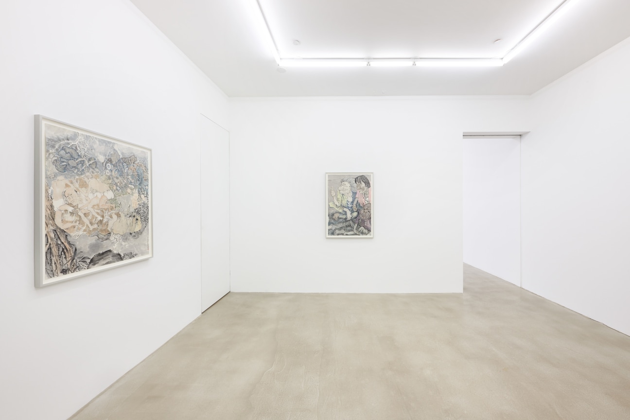 installation view of two artworks