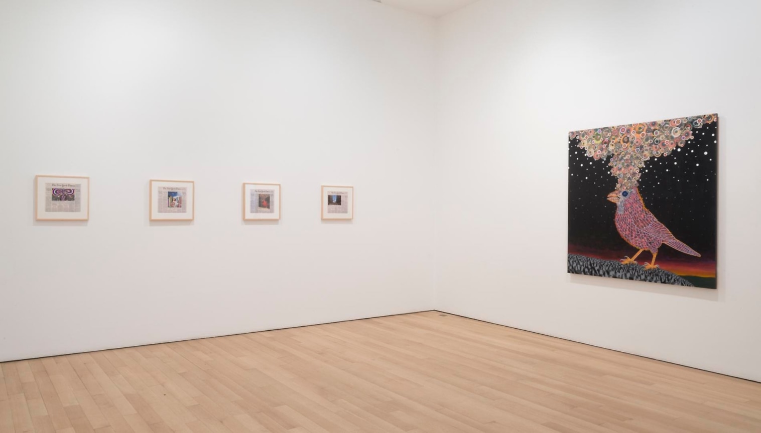 installation view of several artworks