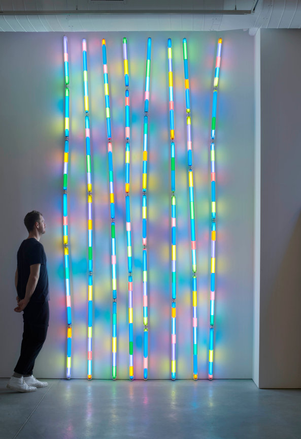 Installation image of SPENCER FINCH's Bamboo Grove (Arashiyama, afternoon effect, May 23, 2017), 2019