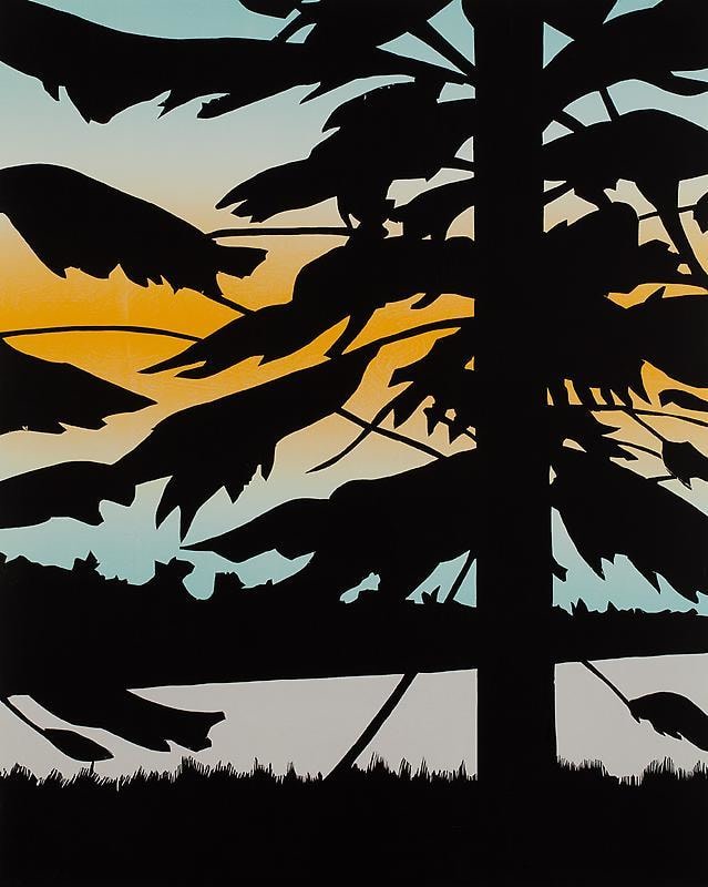 silhouette of a forest under the twilight sky