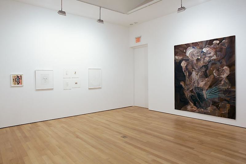 installation view of several artworks