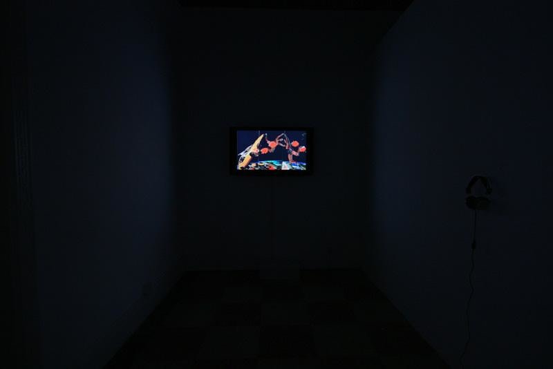 small video recording being shown in the dark