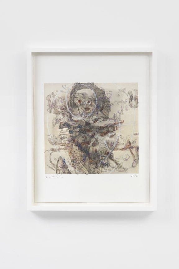 Ink, wax and graphite on paper